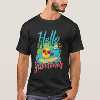 Hej Sommar Söt Tjej Beachkläder T-Shirt