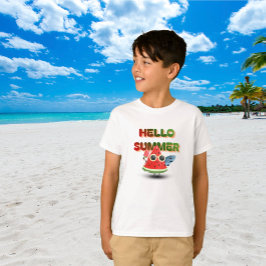 Hej sommar söt vattenmelon strand konst t shirt