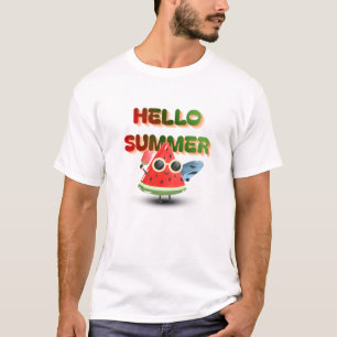 Hej sommar söt vattenmelon strand konst t shirt