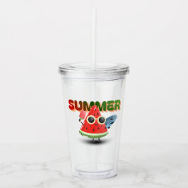 Hej sommar söt vattenmelon strand konst take away mugg