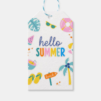 Hej Sommar Strand Nöje Retro Design Presentetikett