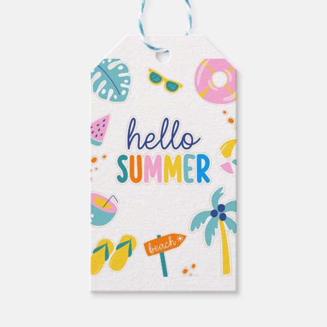 Hej Sommar Strand Nöje Retro Design Presentetikett (Framsidan)