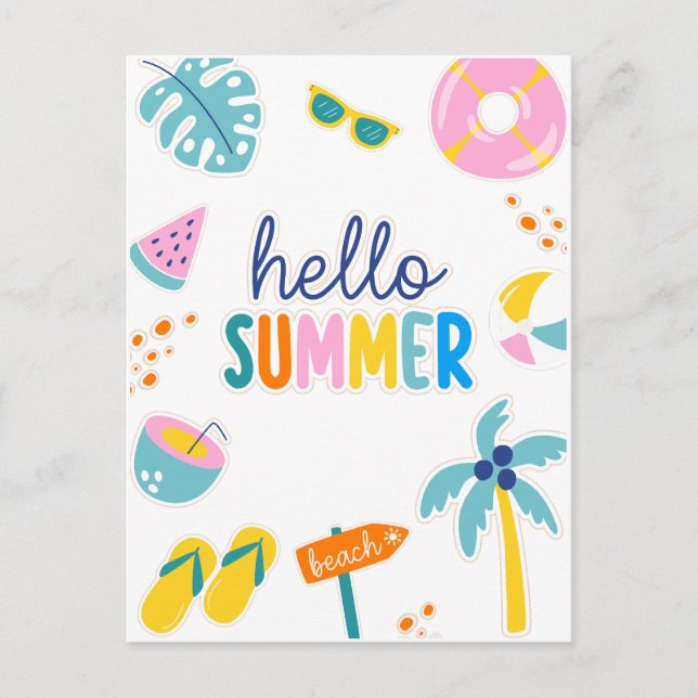 Hej Sommar Strand Nöje Retro Design Vykort (Framsida)