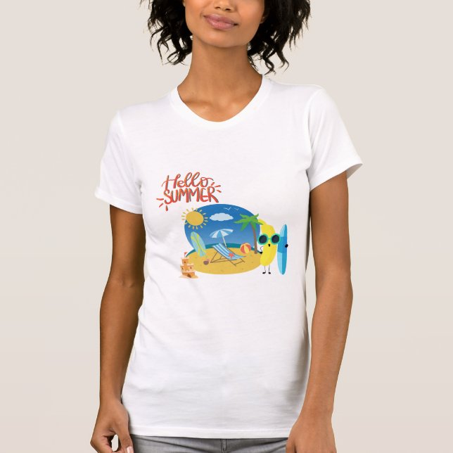Hej Sommar Strand Sand Slott T Shirt (Framsida)
