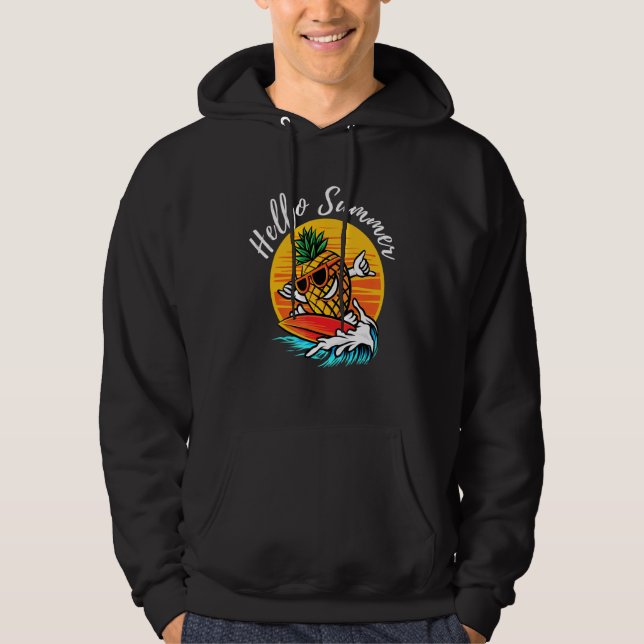 Hej Sommar Surving Coola Pineapple Aloha Beacher Hoodie (Framsida)