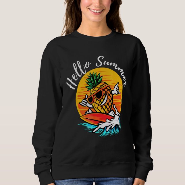 Hej Sommar Surving Coola Pineapple Aloha Beacher T Shirt (Framsida)