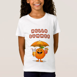 "Hej sommar" Text med söt orange T Shirt