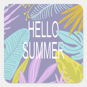 Hej Sommar Tropical Sticker Fyrkantigt Klistermärke