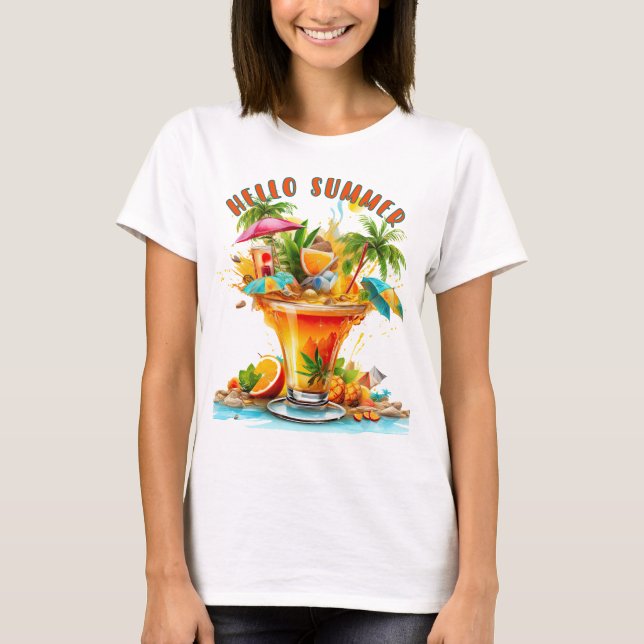 HEJ SOMMAR TROPISK DRINK T SHIRT (Framsida)