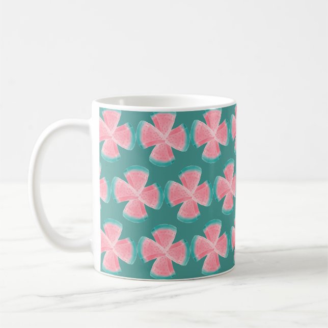 Hej Sommar - Vattenmelon Skivor Vattenfärgade Bild Kaffemugg (Vänster)