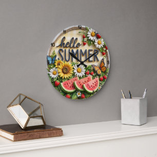 Hej sommar vattenmelon solros stor klocka