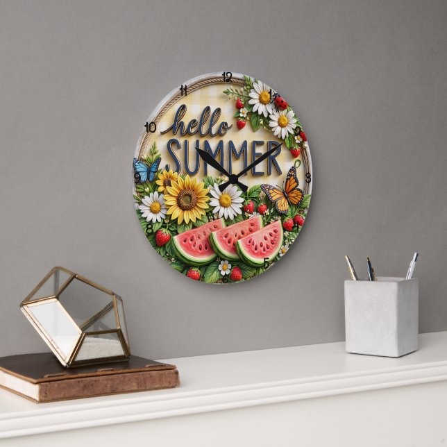 Hej sommar vattenmelon solros stor klocka (Kontor)
