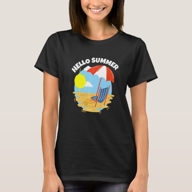 Hej Sommar vid Beach Sol och Sand Vacat T Shirt (Framsida)