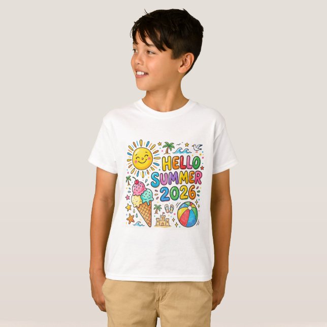 Hej sommaren 2026 Barn T-shirt Sol Nöje (Hel framsida)