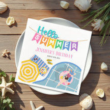 Hej Sommarfärgad Banner Bassäng Party födelsedag