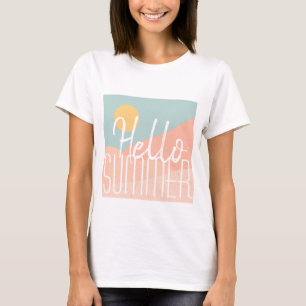 Hej Sommarfärgad semestertid bära solskentryck T Shirt