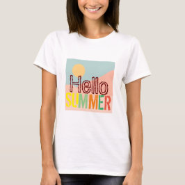 Hej Sommarfärgade vita vitbär söta sol-kvinnor T Shirt