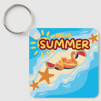Hej sommarflamingo strand nyckelring