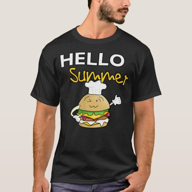 Hej Sommarhamburger med koffshattsofödelsedag T Shirt (Framsida)