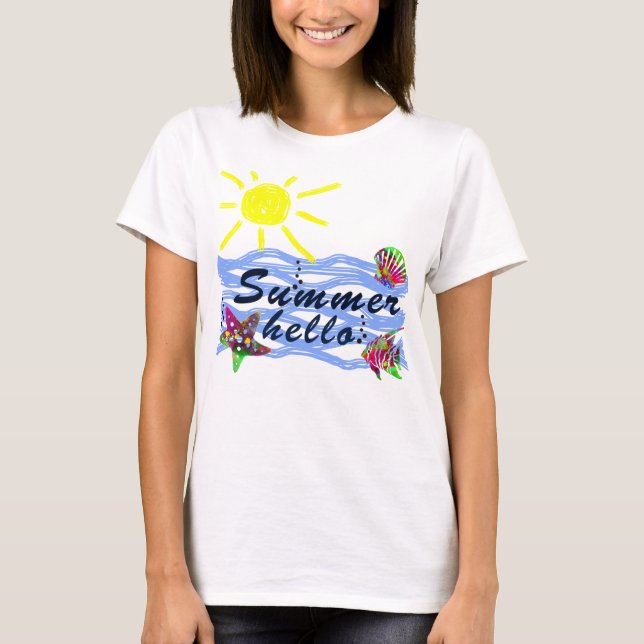Hej Sommarhavet och sol T Shirt (Framsida)