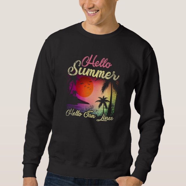 Hej SommarHej Tan Linjer Retro Vacation 2 Lång Ärmad Tröja (Framsida)