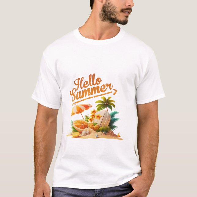 Hej sommarillustration t shirt (Framsida)