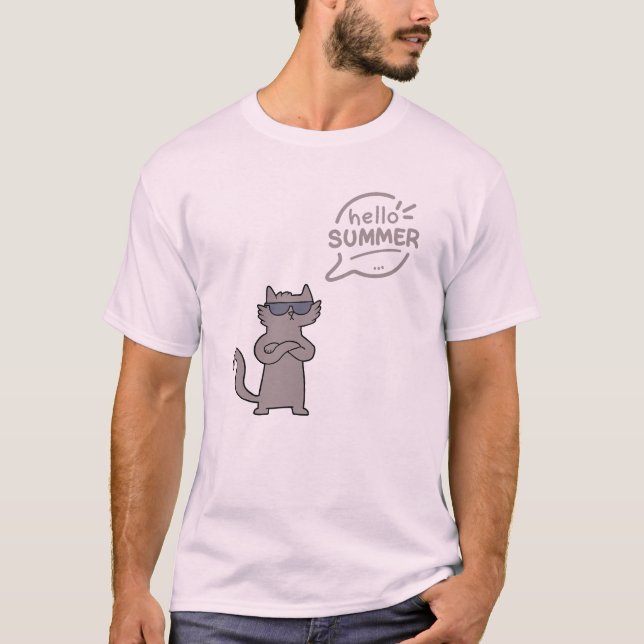 hej sommarkatt och sommarkatt älskare t shirt (Framsida)