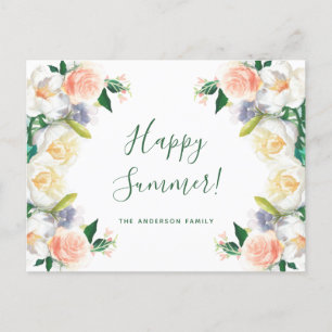 Hej Sommarlush blommigtar, vita korallpårträdgård Vykort