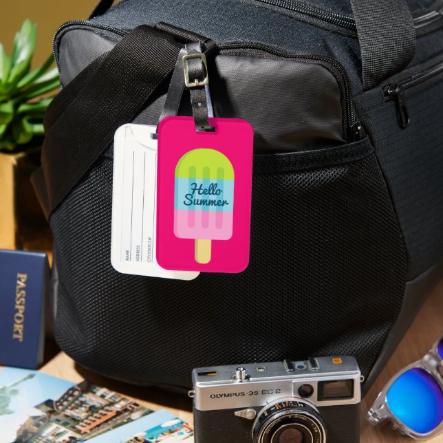Hej Sommarpopsicle glass-resetagare Luggage Tag Bagagebricka (Framsida & Baksida)