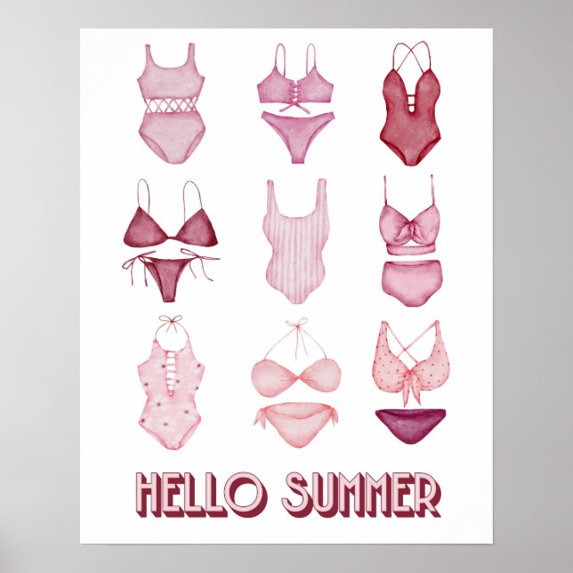 Hej Sommarscheckar, konst Poster, röd/Rosa Poster (Framsidan)