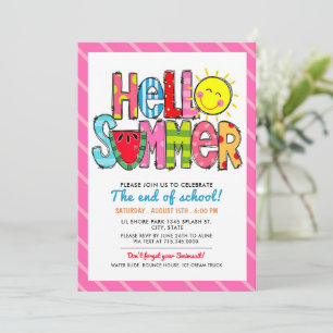 Hej Sommarslut i Party, sommarkonfektion Inbjudningar