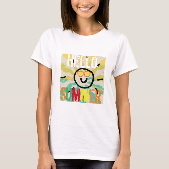 Hej Sommarsöt, färglös chic snyggt Kvinnor i  T Shirt (Framsida)