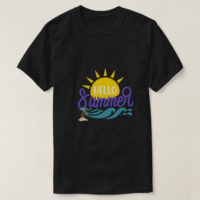 Hej sommarstrand Vibes Färgglatt sommar T-shirt (Design framsida)