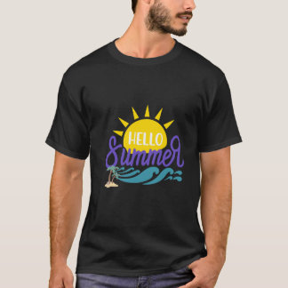 Hej sommarstrand Vibes Färgglatt sommar T-shirt