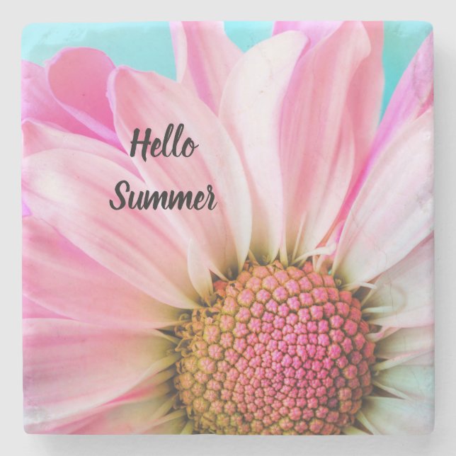 Hej Sommartext med blomma Stenunderlägg (Framsidan)