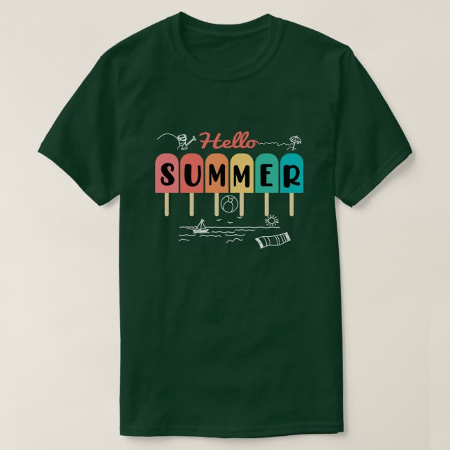 Hej sommarventilation Popsicle & Ice Lolly Roligt  T Shirt (Design framsida)