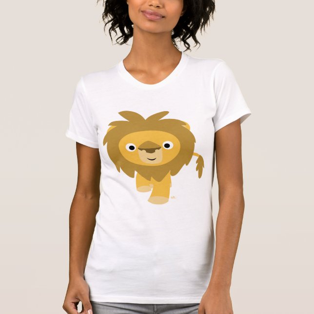 Hej!! Söt Cartoon Lejon Kvinnor T-shirt (Framsida)