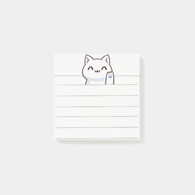 Hej söt katt enkel post-it block (Framsida)