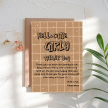 Hej söt tjej snygg brun gingham baby shower