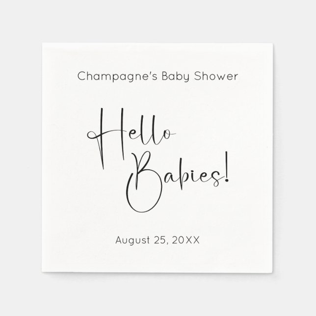 Hej Spädbarn Modern Script Baby Shower Pappersservett (Framsidan)