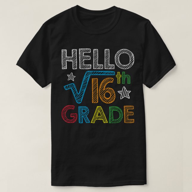 Hej Square Root 16:e Klass Back to school Math T Shirt (Design framsida)