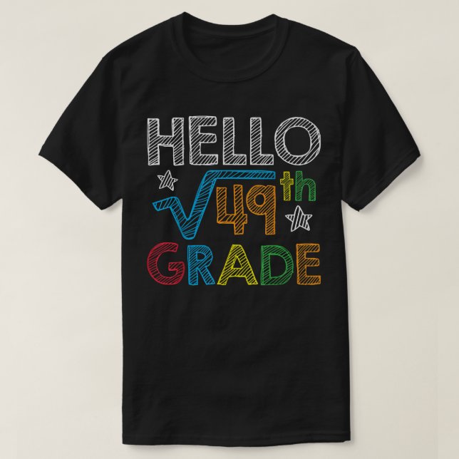 Hej Square Root 49 7:e Klass Back to school Math T Shirt (Design framsida)