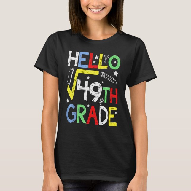 Hej Square Root 49 7:e Klass Back to school Math T Shirt (Framsida)