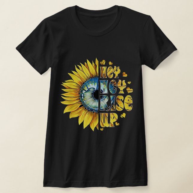 Hej, Stiga upp upp Ukraina solrosfred för Ukraina T Shirt (Laydown)
