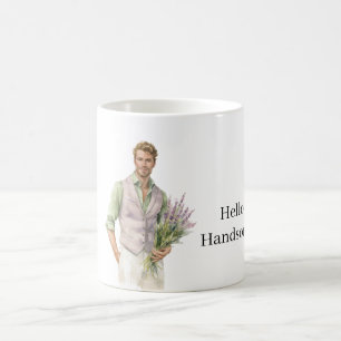Hej Stilig Man Lavendelblommor Kaffemugg