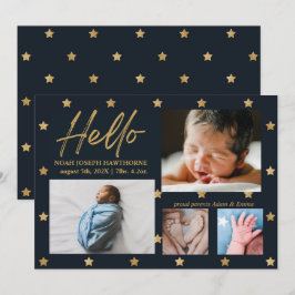 "Hej" stjärna marin chic 4 Foto Baby annons Julkort