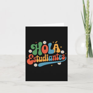 Hej studenter lärare tillbaka till skolan spanska kort