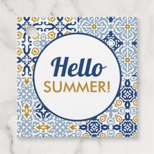 Hej Summer Amalfi Tile Blue Gult Cookie Gåvor Etiketter