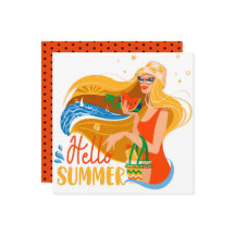 Hej Summer Beach Girl Greeting Card