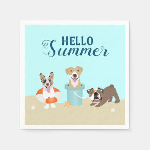 Hej Summer Beach Hundar Blue Orange Pappersservett